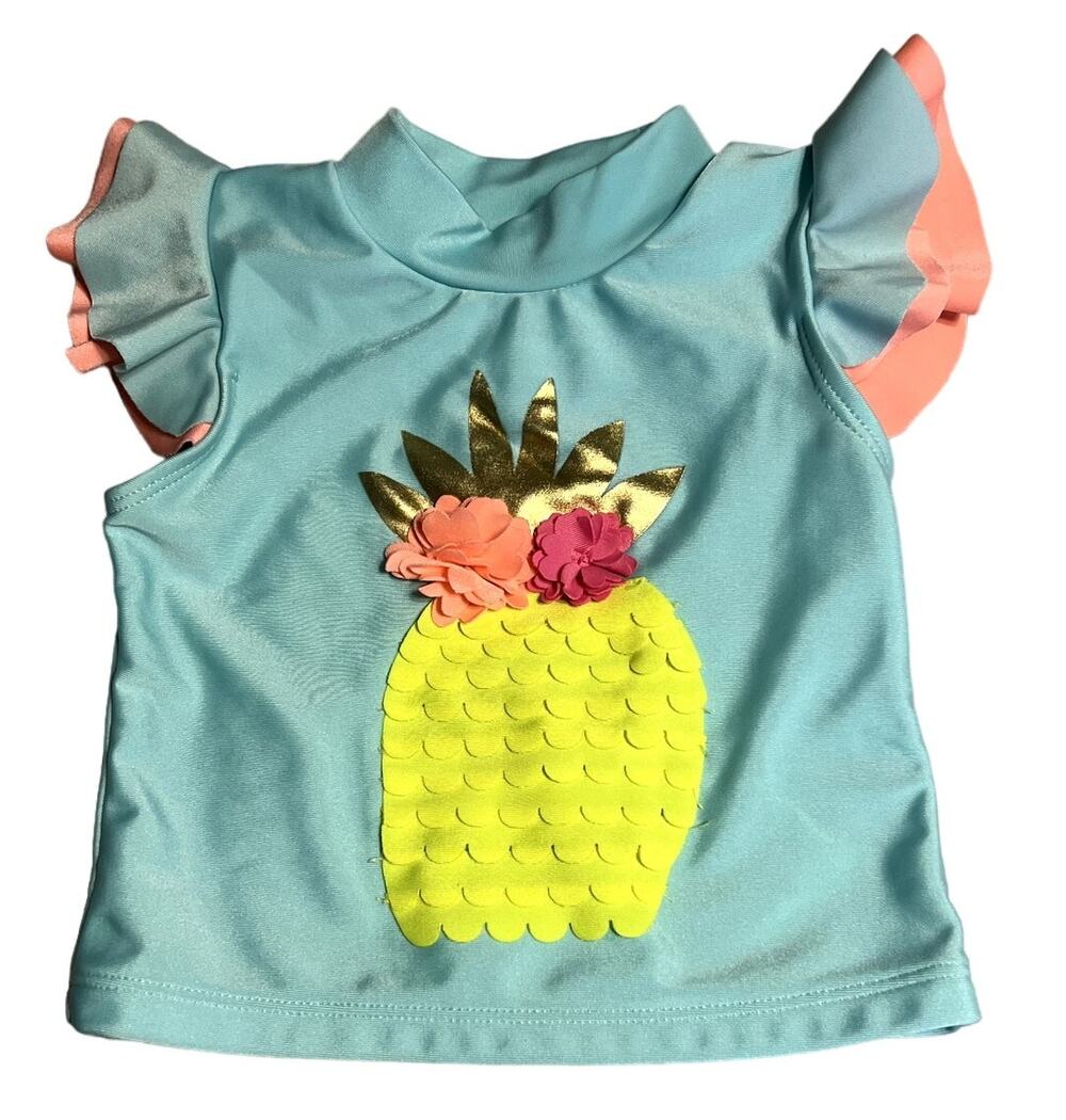 Wet Suit Club Infant Girls Size 12 months Ruffle Botton Pineapple NWOT